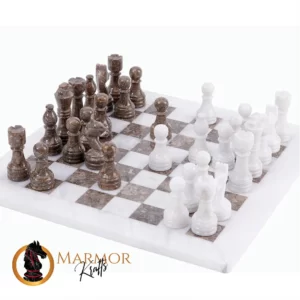 White and Oceanic Handmade 12 Inches High Quality Marble Chess Set