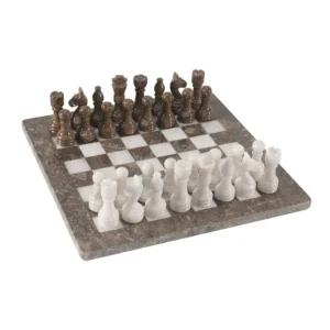 Oceanic and White Handmade 12 Inches High Quality Marble Chess Set