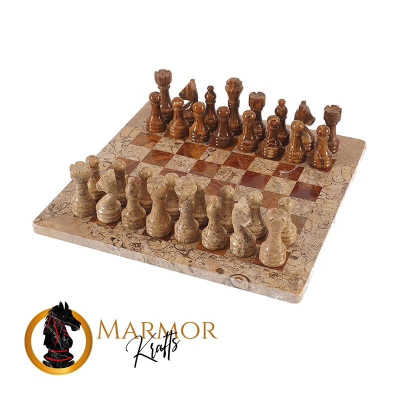 Coral and Red Chess Set