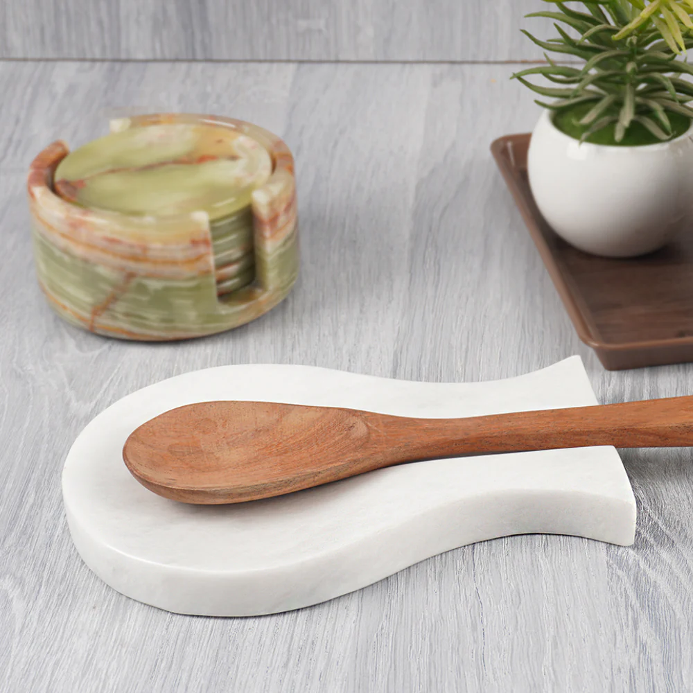 Handmade Marble Spoon Rest & Utensil Holder