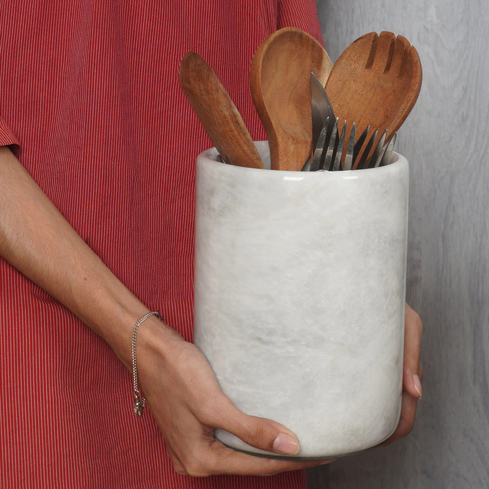 handmade marble utensil holder