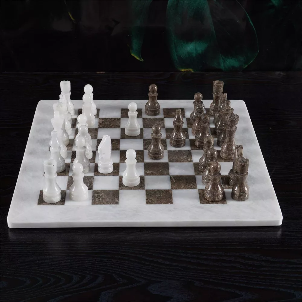 White Oceanic Marble Chess Set