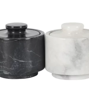 Marble Salt Cellar Set of 2 Lidded Pieces for Elegant Kitchen Decor