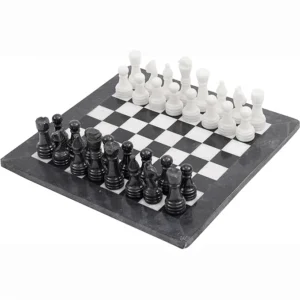 Black and White Handmade 15 Inches Premium Quality Marble Chess Set (With Storage Box)