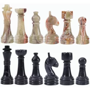 Black and Green Onyx Marble Premium Quality Chess Figures