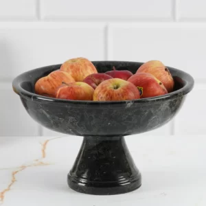 Handmade Pedestal Fruit Bowl Natural Marble Home Décor Kitchen Organization – Punch Bowl