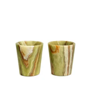 Marble Shot Glasses Pair 2.3″ Tall  – Designer Bar Accessories